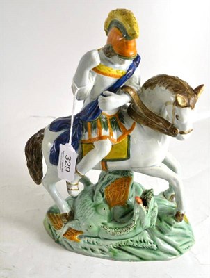 Lot 329 - A pearlware figure of St George and the Dragon (a.f.)