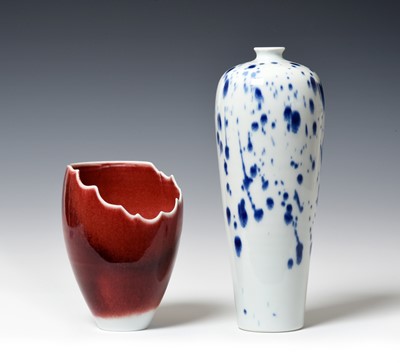 Lot 2034 - Ivar Mackay (b.1950) Blue and white vase...