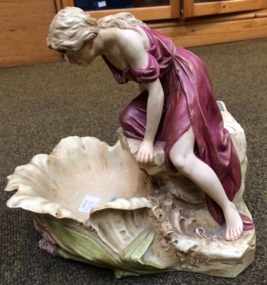 Lot 241 - Royal Dux blush ivory figure of a maiden...