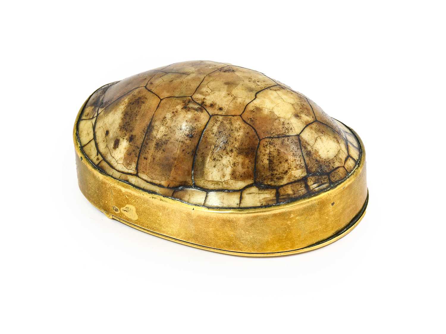 Lot 1003 - A Brass-Mounted Blonde Mud Turtle Shell Snuff...