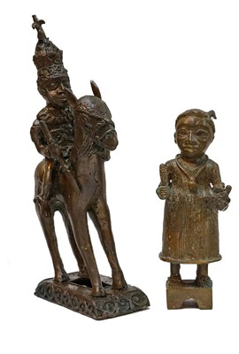 Lot 147 - Two African style bronze sculpture figures,...