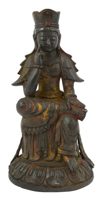 Lot 684 - A Chinese Bronze Figure of a Deity, in Ming...