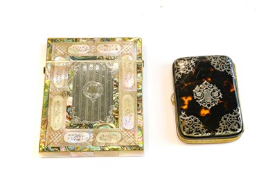 Lot 233 - A Victorian Silver-Inlaid Mother-of-Pearl Card-...