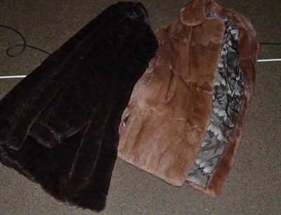 Lot 355 - Fox fur coat and a chevron striped fur and leather jacket (2)