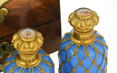 Lot 1021 - A Pair of French Gilt Metal Mounted Blue Glass...