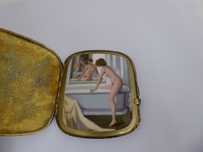 Lot 2068 - A German Silver Cigarette-Case with Concealed Erotic Plaque