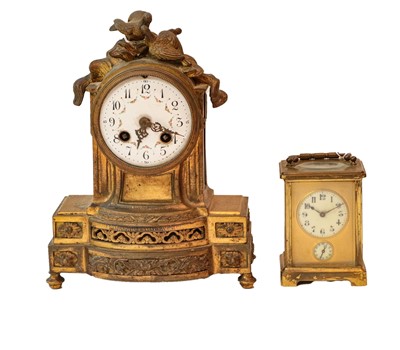Lot 245 - A French gilt metal striking mantel clock,...