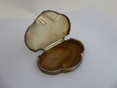 Lot 2077 - A Silver-Mounted Agate and Mother-of-Pearl Snuff-Box
