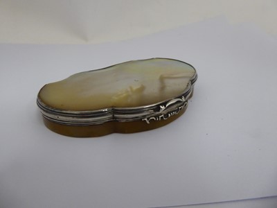 Lot 2077 - A Silver-Mounted Agate and Mother-of-Pearl Snuff-Box