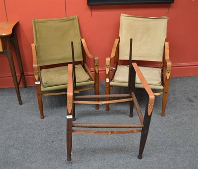 Lot 998 - Two  "Safari " Lounge Chairs, designed by Kaare Klint for Rud Rasmussens, Denmark, teak frames with