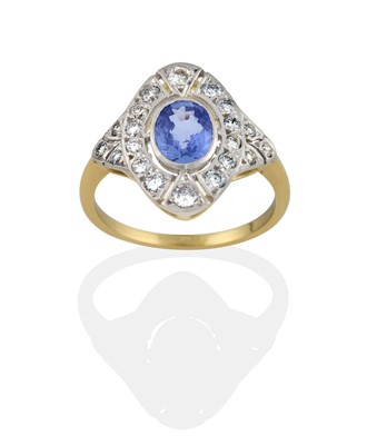 Lot 2399 - An Art Deco Style Sapphire and Diamond Ring