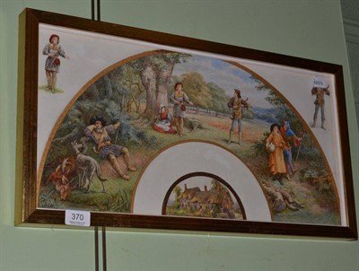 Lot 370 - A framed fan shaped watercolour