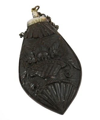 Lot 1015 - A White Metal Mounted Carved Nut Scent Bottle,...