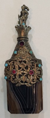 Lot 268 - A Gilt-Metal Mounted Banded Agate Scent-Bottle,...