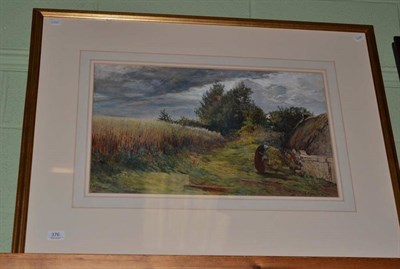 Lot 376 - William Fleming Vallance, landscape with an elderly lady next to a cottage, signed and dated...