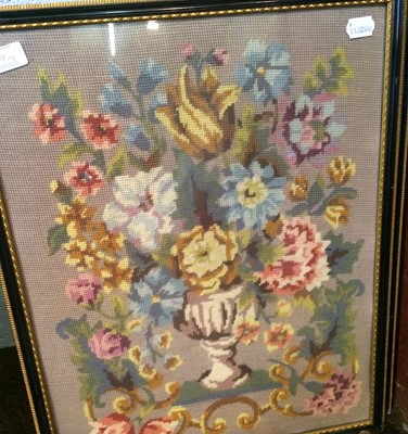 Lot 349 - Four large framed Chinese embroideries, two...