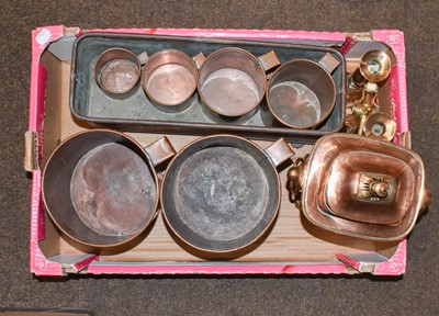 Lot 456 - A quantity of copper measuring jugs, planter,...