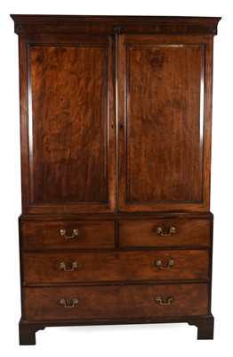 Lot 1274 - ^ A George III Mahogany Linen Press, late 18th...