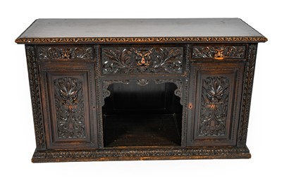 Lot 1351 - A Victorian Carved Oak Sideboard, late 19th...