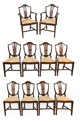 Lot 1285 - A Set of Ten (8+2) Sheraton Revival Mahogany...