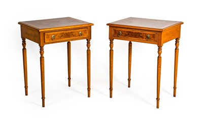 Lot 1300 - A Pair of Burr Walnut, Crossbanded and Feather-...