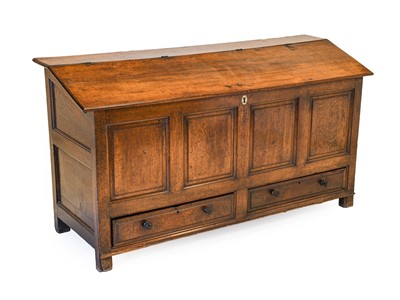 Lot 1365 - A George II Joined Oak Chest, mid 18th century,...