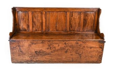 Lot 1377 - An Early 19th Century Joined Elm Settle, the...