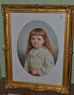 Lot 392 - British School, (19th century) Portrait of a young girl with a lace dress, watercolour