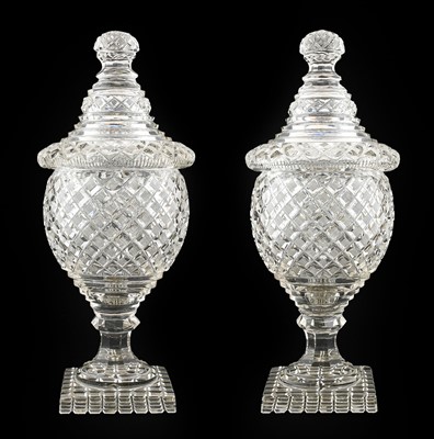 Lot 3 - ~ A Pair of Anglo-Irish Cut Glass Vases and...