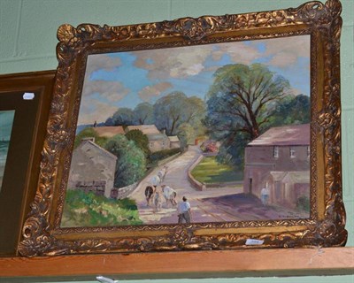 Lot 394 - Gordon Clifford Barlow (1913-2005), Threshfield, Yorkshire Dales, signed, oil on canvas