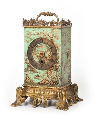 Lot 816 - ~ An Ormolu Green Chinoiserie Painted Mantel...