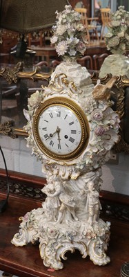Lot 365 - A 19th century Meissen porcelain clock case in...