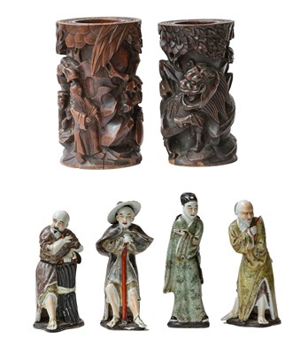 Lot 109 - Four 19th century Chinese porcelain figures...