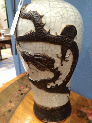 Lot 675 - A Pair of Chinese Crackleglaze Porcelain Vases,...