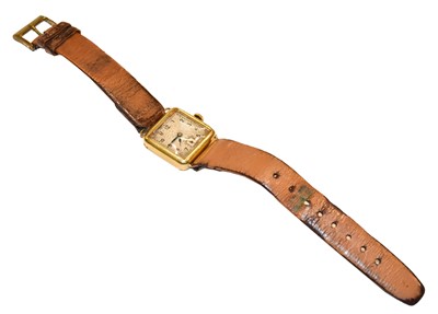 Lot 178 - An 18 carat gold square shaped wristwatch,...