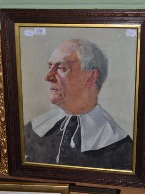 Lot 404 - British School (20th/21st century), portrait of a clergyman, watercolour