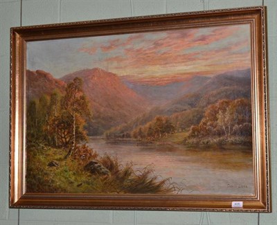 Lot 408 - Charles Leader, river landscape at sunset, signed, oil on canvas