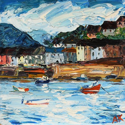 Lot 1074 - Alan Knight (b.1949) Harbour scene Initialled,...