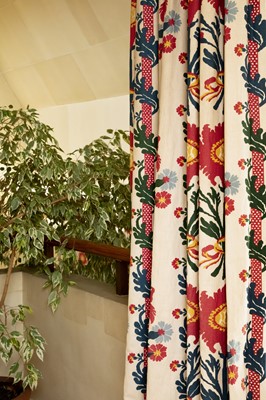 Lot 365 - Curtains: two pairs of interlined curtains...