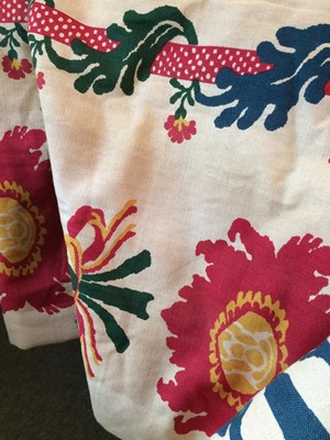 Lot 365 - Curtains: two pairs of interlined curtains...