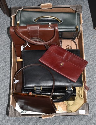 Lot 1050 - Circa 1960's brown leather handbag with gilt...