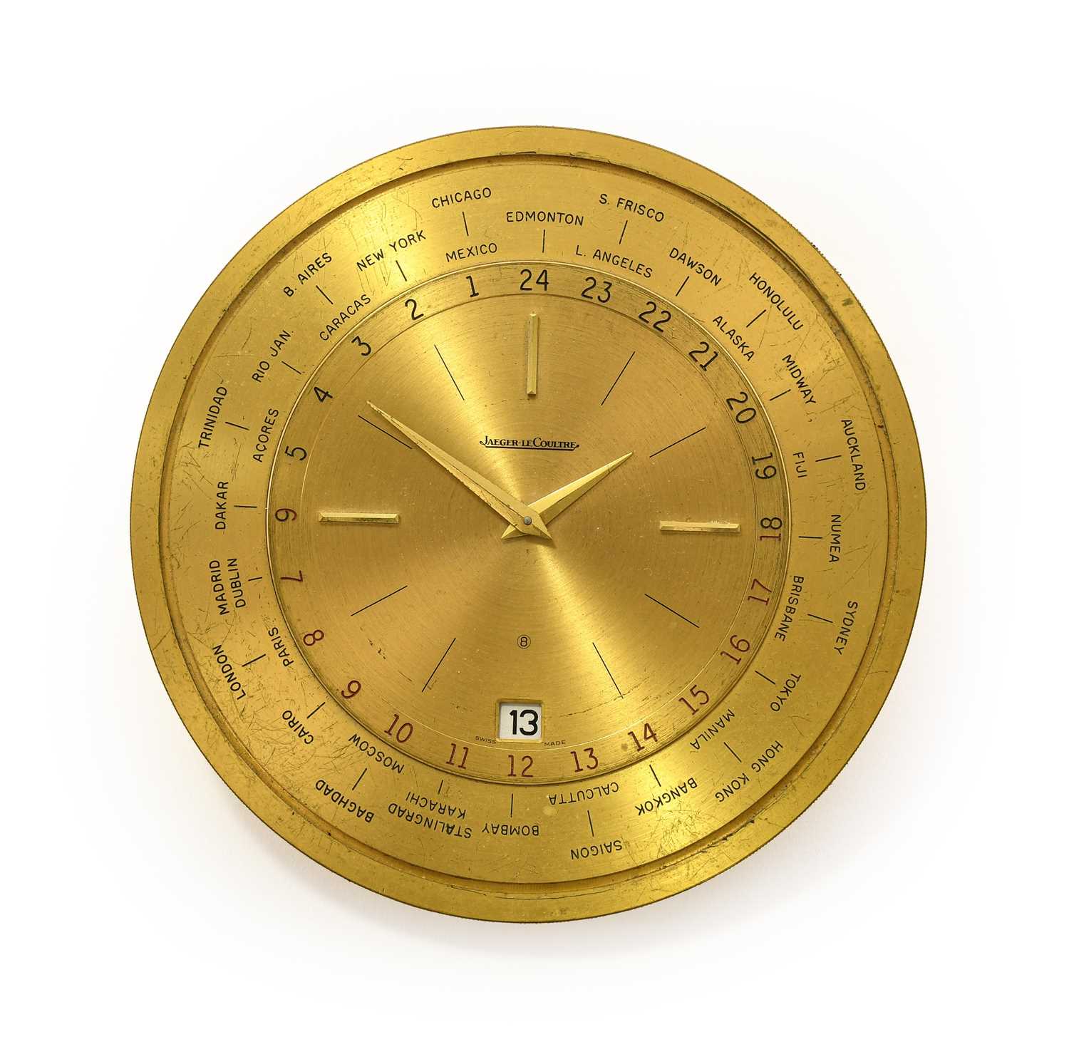 Lot 1080 - A Brass World Time Display Calendar Desk...