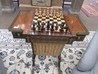 Lot 258 - A Regency Rosewood and Brass-Inlaid Games/Work...