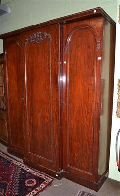 Lot 421 - Victorian mahogany triple wardrobe