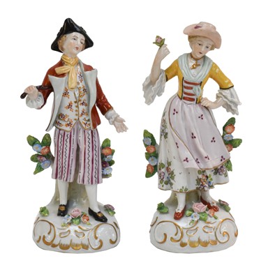 Lot 225 - A pair of 20th century Sitzendorf figures, the...