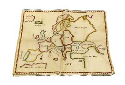 Lot 2176 - Unframed Early 19th Century Embroidered Map of...