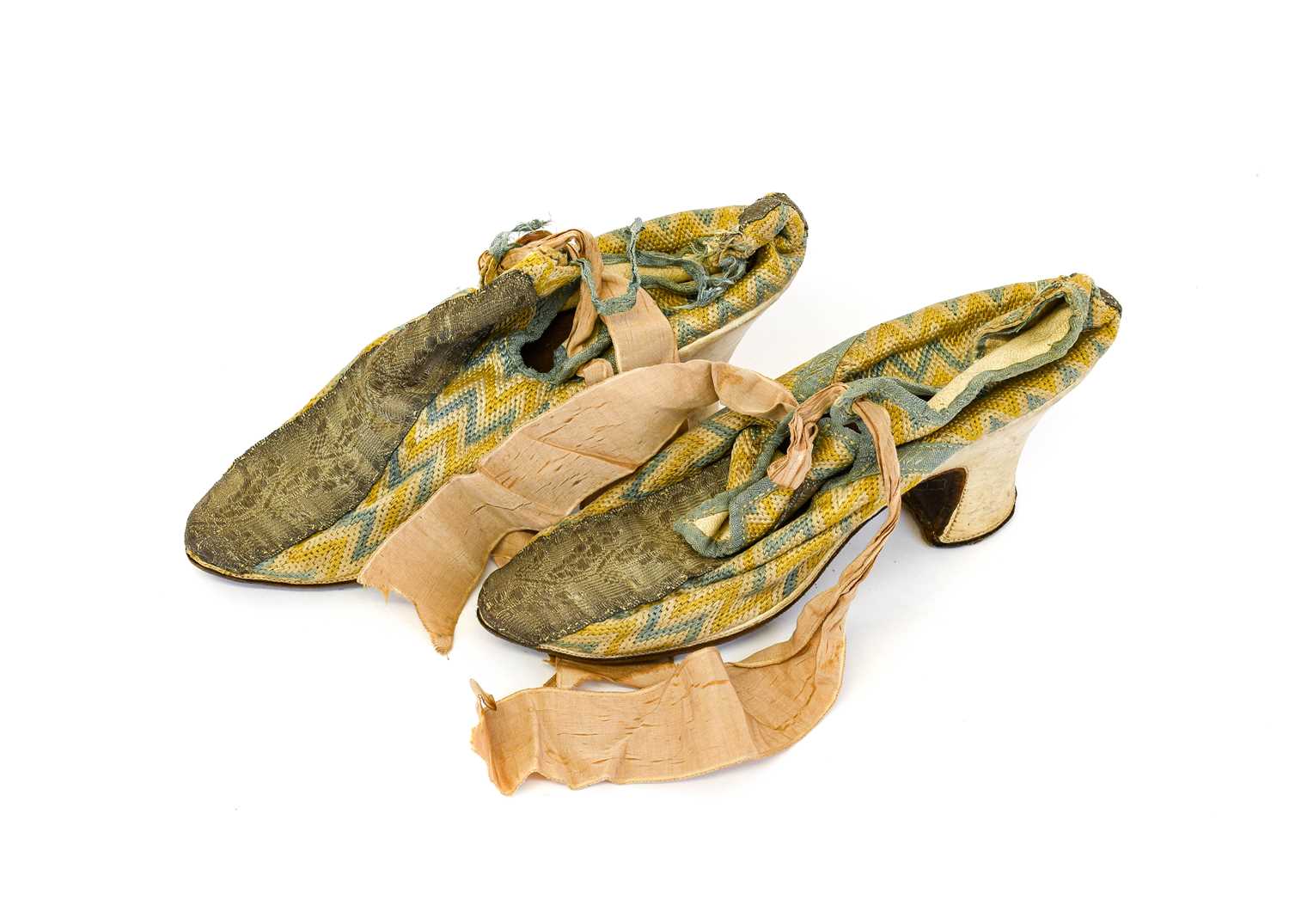 Lot 2020 - Pair of Lady's Mid-18th Century Shoes, mounted...
