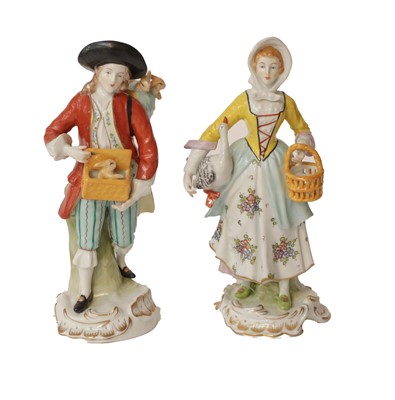 Lot 228 - A pair of 20th century Sitzendorf figures, the...