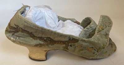 Lot 2019 - Pair of Late 18th Century Silk Shoes in pale...