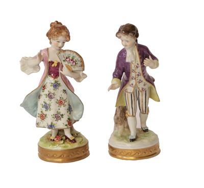 Lot 217 - A pair of 20th century Sitzendorf figures in...